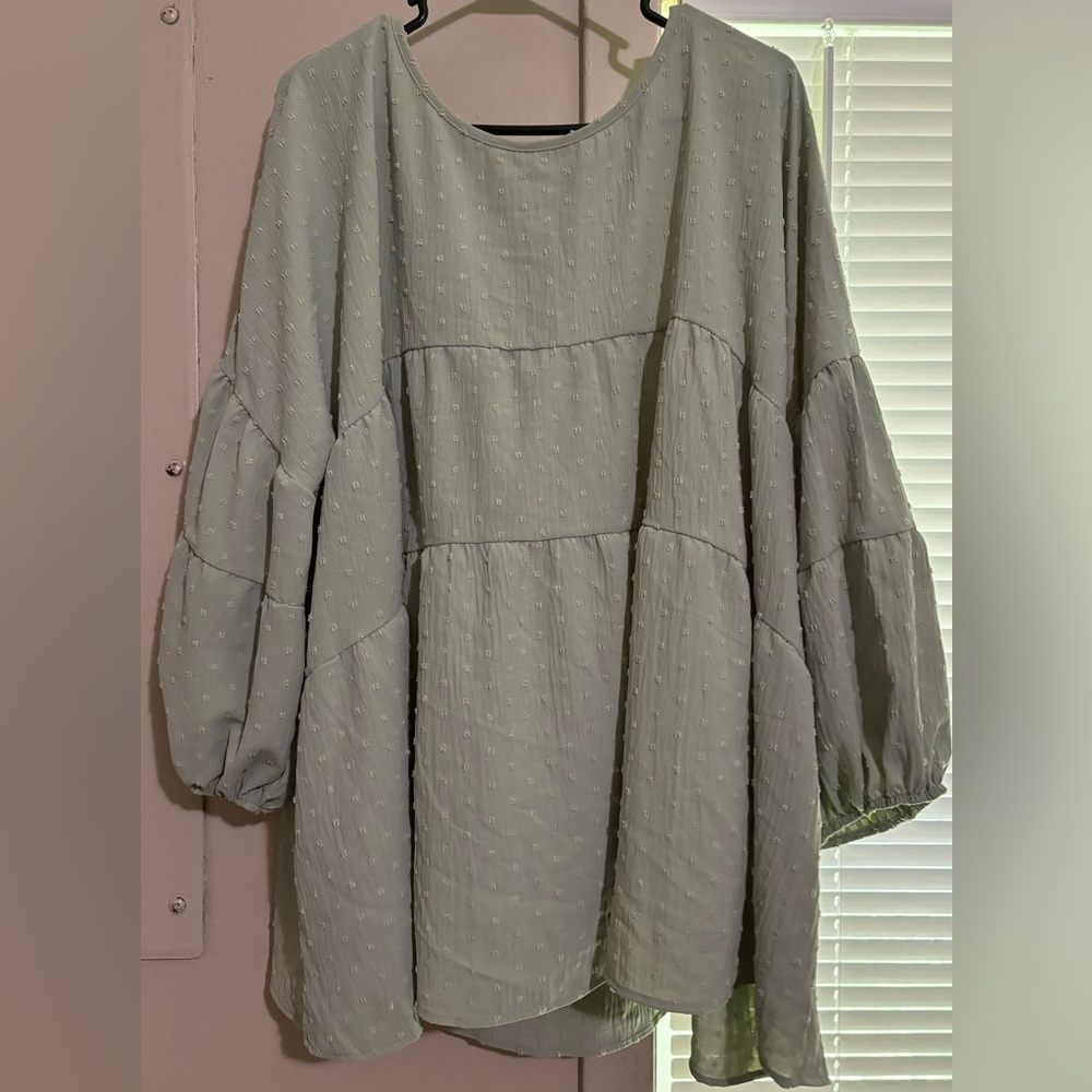 Cato Light Green Textured Blouse